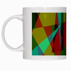 Rainbow Colors Palette Mix, Abstract Triangles, Asymmetric Pattern White Mugs by Casemiro