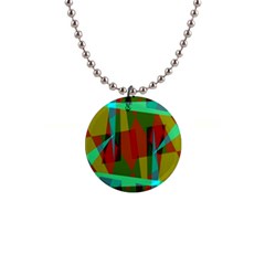 Rainbow Colors Palette Mix, Abstract Triangles, Asymmetric Pattern 1  Button Necklace by Casemiro