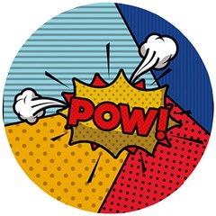 Pow Word Pop Art Style Expression Vector Wooden Puzzle Round by Amaryn4rt