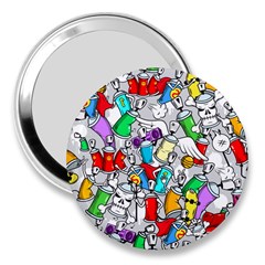 Graffit Characters Seamless Pattern Art 3  Handbag Mirrors by Amaryn4rt