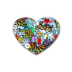 Graffiti Characters Seamless Pattern Heart Coaster (4 Pack)  by Amaryn4rt