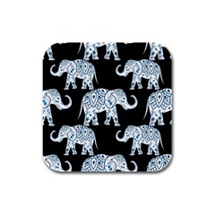 Elephant-pattern-background Rubber Square Coaster (4 Pack)  by Sobalvarro