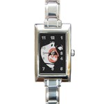 Wide open and ready - kinky girl face in the dark Rectangle Italian Charm Watch Front