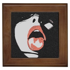 Wide Open And Ready - Kinky Girl Face In The Dark Framed Tile by Casemiro