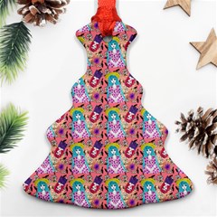 Blue Haired Girl Pattern Pink Ornament (christmas Tree)  by snowwhitegirl