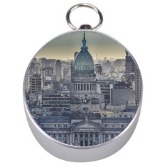 Buenos Aires Argentina Cityscape Aerial View Silver Compasses by dflcprintsclothing