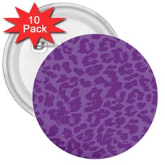 Purple Big Cat Pattern 3  Buttons (10 Pack)  by Angelandspot