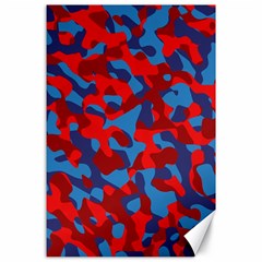 Red And Blue Camouflage Pattern Canvas 24  X 36  by SpinnyChairDesigns