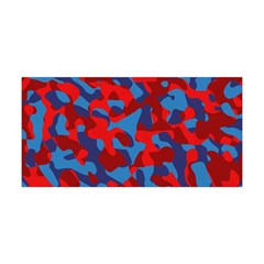 Red And Blue Camouflage Pattern Yoga Headband by SpinnyChairDesigns