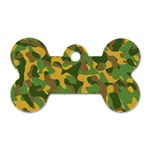 Yellow Green Brown Camouflage Dog Tag Bone (One Side) Front