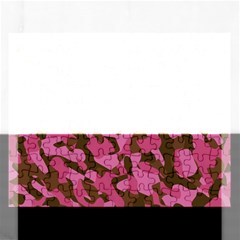 Pink And Brown Camouflage Rectangular Jigsaw Puzzl by SpinnyChairDesigns