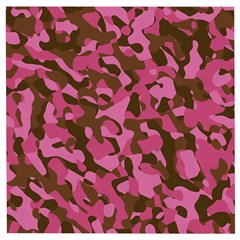 Pink And Brown Camouflage Wooden Puzzle Square by SpinnyChairDesigns