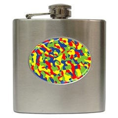 Colorful Rainbow Camouflage Pattern Hip Flask (6 Oz) by SpinnyChairDesigns