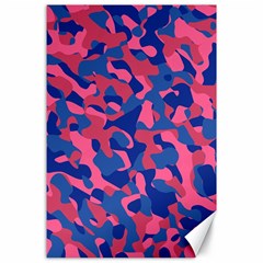 Blue And Pink Camouflage Pattern Canvas 24  X 36  by SpinnyChairDesigns