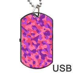 Pink And Purple Camouflage Dog Tag Usb Flash (one Side) by SpinnyChairDesigns