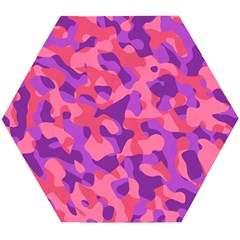 Pink And Purple Camouflage Wooden Puzzle Hexagon by SpinnyChairDesigns