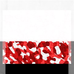 Red And White Camouflage Pattern Rectangular Jigsaw Puzzl by SpinnyChairDesigns