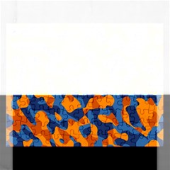 Blue And Orange Camouflage Pattern Rectangular Jigsaw Puzzl by SpinnyChairDesigns