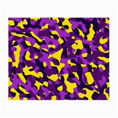 Purple And Yellow Camouflage Pattern Small Glasses Cloth by SpinnyChairDesigns