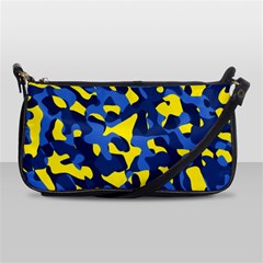 Blue And Yellow Camouflage Pattern Shoulder Clutch Bag by SpinnyChairDesigns