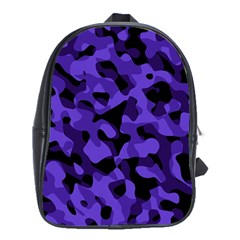 Purple Black Camouflage Pattern School Bag (xl) by SpinnyChairDesigns