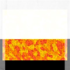 Orange And Yellow Camouflage Pattern Rectangular Jigsaw Puzzl by SpinnyChairDesigns