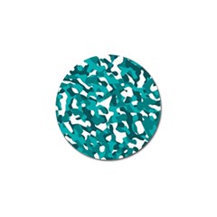 Teal And White Camouflage Pattern Golf Ball Marker by SpinnyChairDesigns