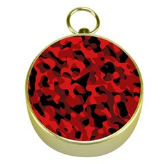 Red And Black Camouflage Pattern Gold Compasses by SpinnyChairDesigns