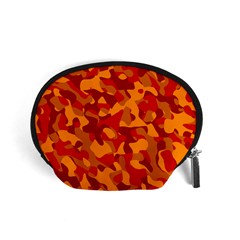 Red And Orange Camouflage Pattern Accessory Pouch (small) by SpinnyChairDesigns