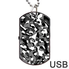 Black And White Camouflage Pattern Dog Tag Usb Flash (one Side) by SpinnyChairDesigns