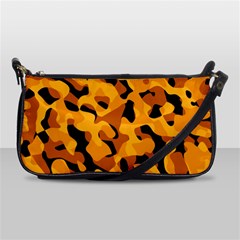 Orange And Black Camouflage Pattern Shoulder Clutch Bag by SpinnyChairDesigns