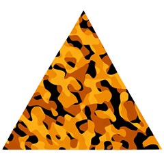 Orange And Black Camouflage Pattern Wooden Puzzle Triangle by SpinnyChairDesigns