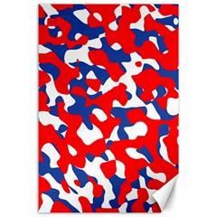 Red White Blue Camouflage Pattern Canvas 24  X 36  by SpinnyChairDesigns