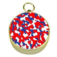 Red White Blue Camouflage Pattern Gold Compasses by SpinnyChairDesigns