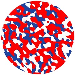 Red White Blue Camouflage Pattern Wooden Puzzle Round by SpinnyChairDesigns