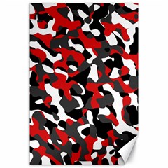 Black Red White Camouflage Pattern Canvas 24  X 36  by SpinnyChairDesigns