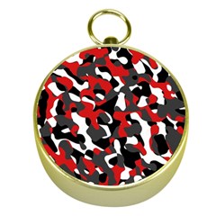 Black Red White Camouflage Pattern Gold Compasses by SpinnyChairDesigns