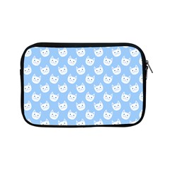 Cute Cat Faces White And Blue  Apple Ipad Mini Zipper Cases by SpinnyChairDesigns