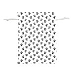 Cat Dog Animal Paw Prints Pattern Black and White Lightweight Drawstring Pouch (L) Front