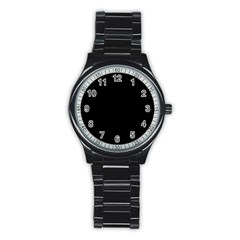 Plain Black Solid Color Stainless Steel Round Watch by FlagGallery