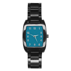 Mosaic Blue Pantone Solid Color Stainless Steel Barrel Watch by FlagGallery