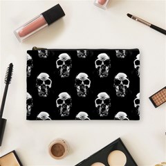 Black And White Skulls Cosmetic Bag (medium) by SpinnyChairDesigns