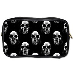 Black And White Skulls Toiletries Bag (two Sides) by SpinnyChairDesigns