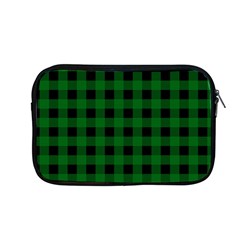 Black Dark Green Buffalo Plaid Apple Macbook Pro 13  Zipper Case by SpinnyChairDesigns