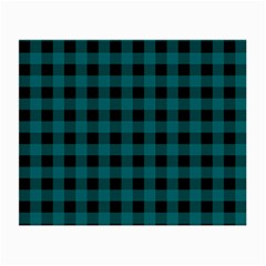 Teal Black Buffalo Plaid Small Glasses Cloth by SpinnyChairDesigns