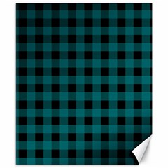 Teal Black Buffalo Plaid Canvas 8  X 10  by SpinnyChairDesigns