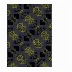 Grey Green Black Abstract Checkered Stripes Large Garden Flag (two Sides) by SpinnyChairDesigns