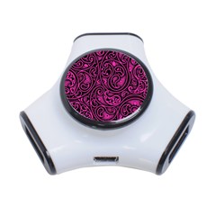 Hot Pink And Black Paisley Swirls 3-port Usb Hub by SpinnyChairDesigns