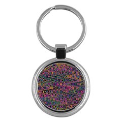 Colorful Bohemian Mosaic Pattern Key Chain (round) by SpinnyChairDesigns