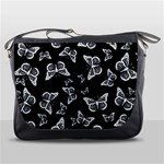 Black and White Butterfly Pattern Messenger Bag Front